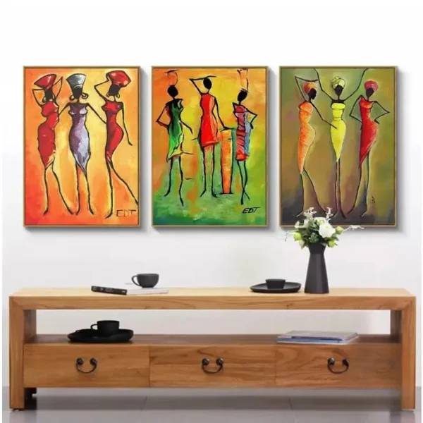 Tableau africain vibrant pour décoration intérieure
