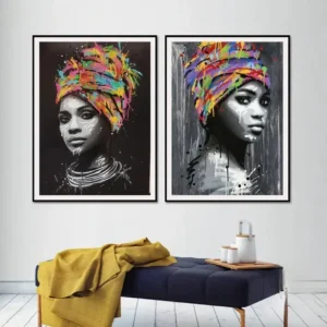 Tableau Femme Africaine en décor africain