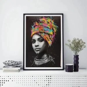 Tableau coloré de style africain avec femme