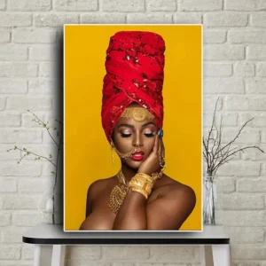 Art mural moderne représentant une femme africaine élégante