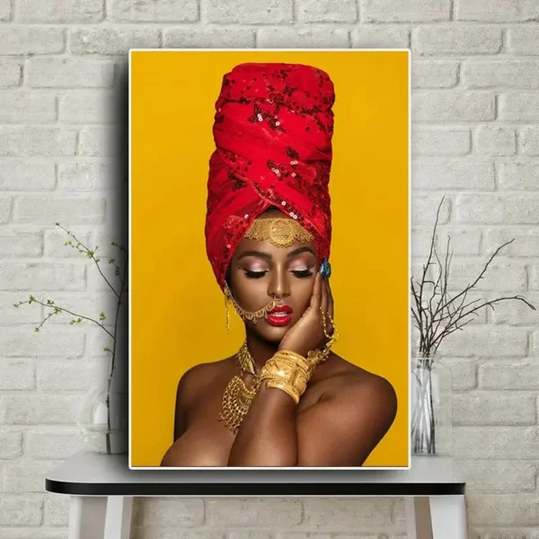 Art mural moderne représentant une femme africaine élégante