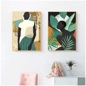 Art africain multicolore représentant une silhouette féminine