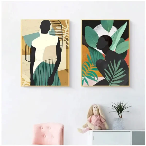 Art africain multicolore représentant une silhouette féminine