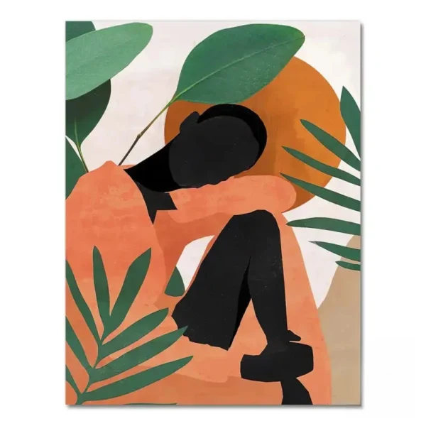 Art mural coloré avec une femme africaine stylisée