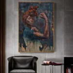 Tableau africain représentant une silhouette féminine élégante