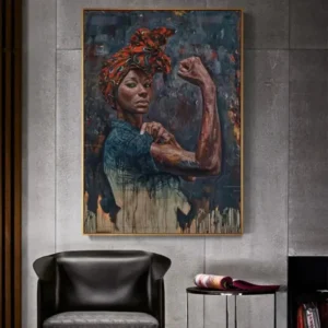 Tableau africain représentant une silhouette féminine élégante