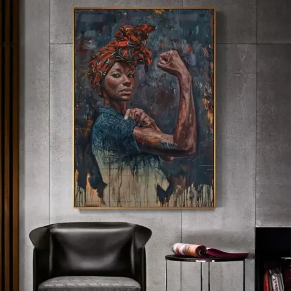 Tableau africain représentant une silhouette féminine élégante