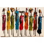 Peinture murale d'un guerrier, symbole de force africaine