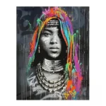 Œuvre d'art colorée sur le thème africain
