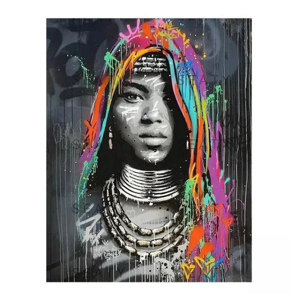 Œuvre d'art colorée sur le thème africain