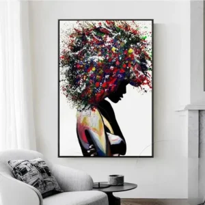 Tableau motif africain coloré et dynamique