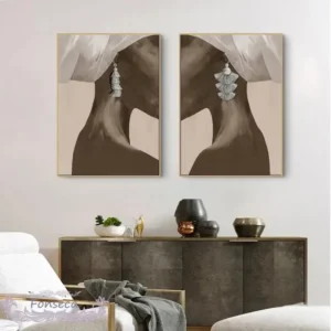 Tableau africain stylisé avec motifs tribaux vibrants