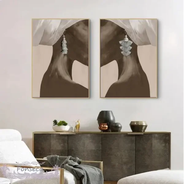 Tableau africain stylisé avec motifs tribaux vibrants