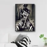 Peinture abstraite représentant une femme africaine élégante