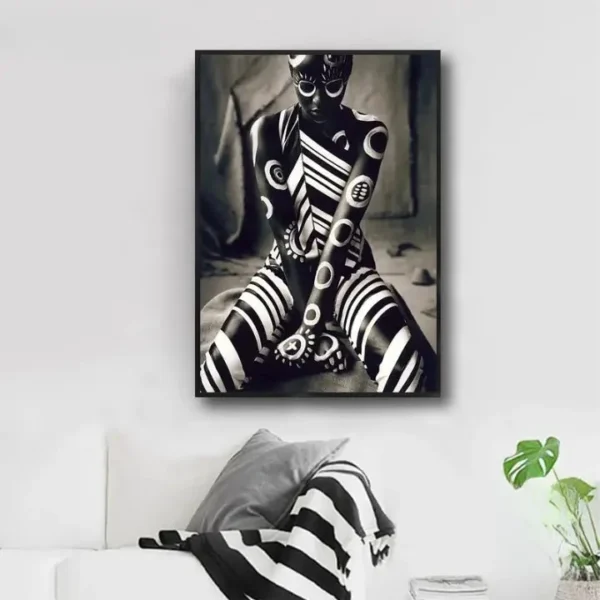Peinture abstraite représentant une femme africaine élégante