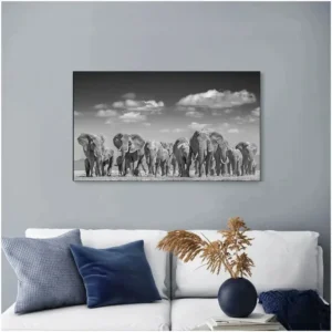 Tableau artistique noir et blanc savane