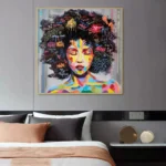Tableau Africain moderne aux motifs traditionnels