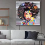 Tableau coloré reflétant le style artistique africain