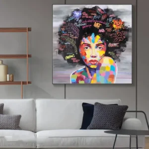 Tableau coloré reflétant le style artistique africain