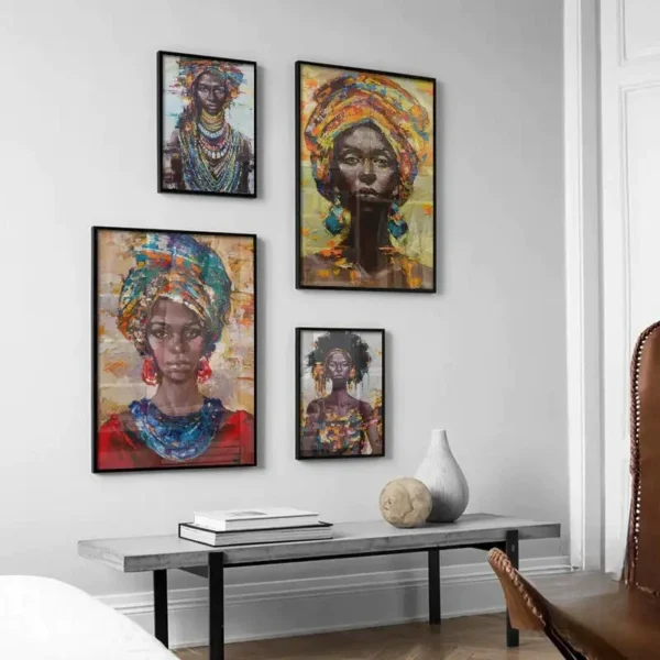 Tableau Tête Africaine décorative en style tribal
