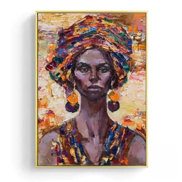 Décoration murale tête africaine en couleurs vives