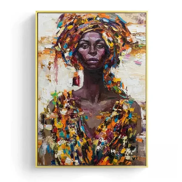Tableau d'art africain sur fond texturé