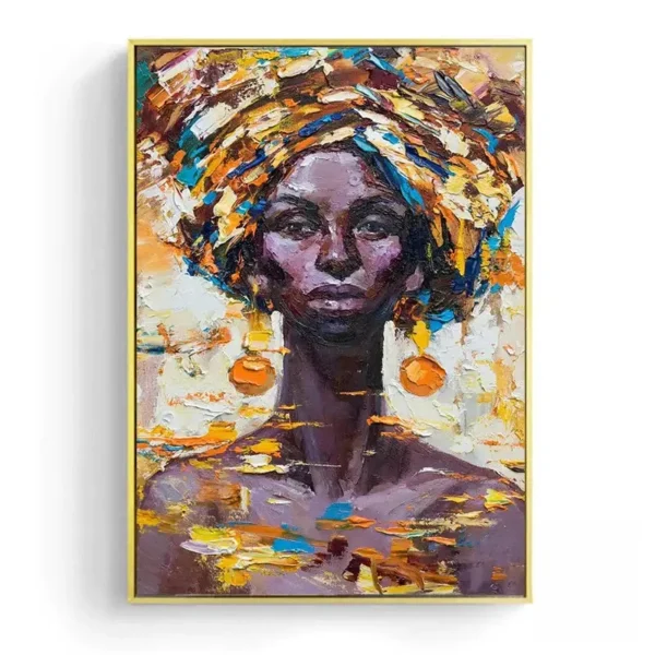 Artisanat africain : tableau avec visage traditionnel