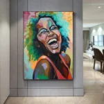 Tableau mural représentant un visage africain coloré