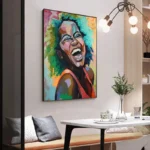Tableau décoratif avec un visage africain stylisé