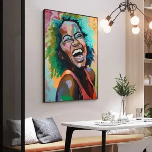 Tableau décoratif avec un visage africain stylisé