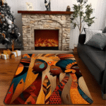 Tapis africain avec design abstrait et vibrant