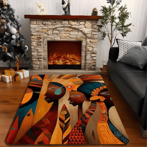 Tapis africain avec design abstrait et vibrant