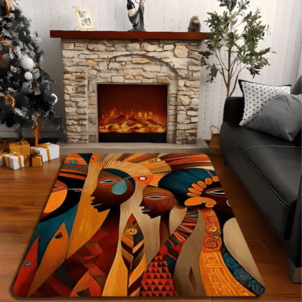 Tapis africain avec design abstrait et vibrant