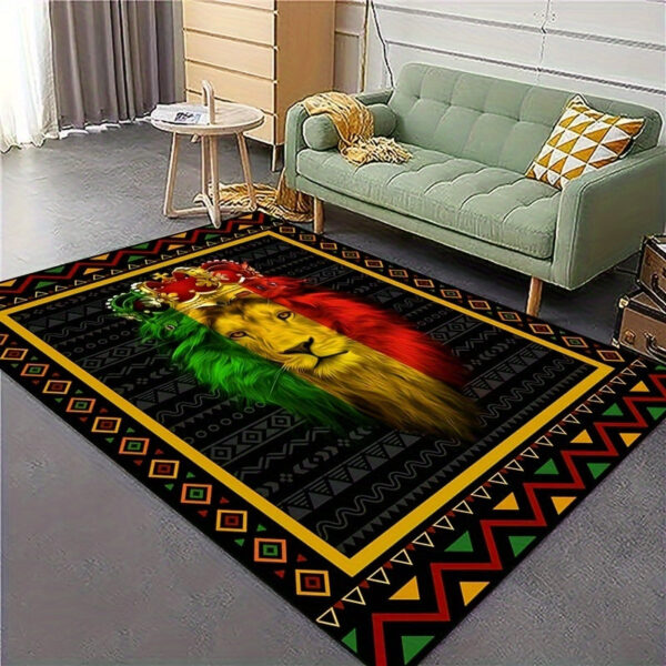 tapis-africain-motif-lion-3d-1 Tapis africain motif lion 3D, design unique et coloré