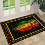 Tapis 3D lion, style africain contemporain, ambiance chaleureuse