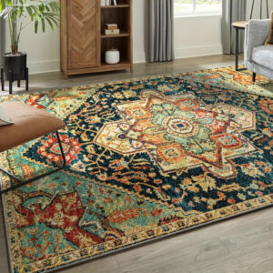 Tapis africain imprimé 160x200 cm avec motifs traditionnels