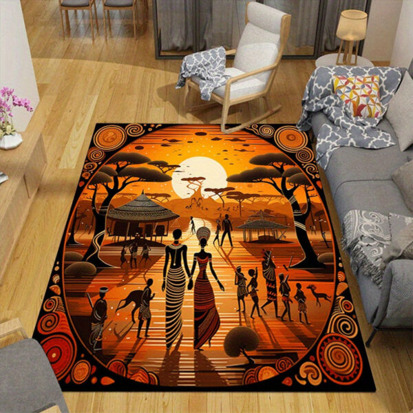 Tapis au design unique de village africain