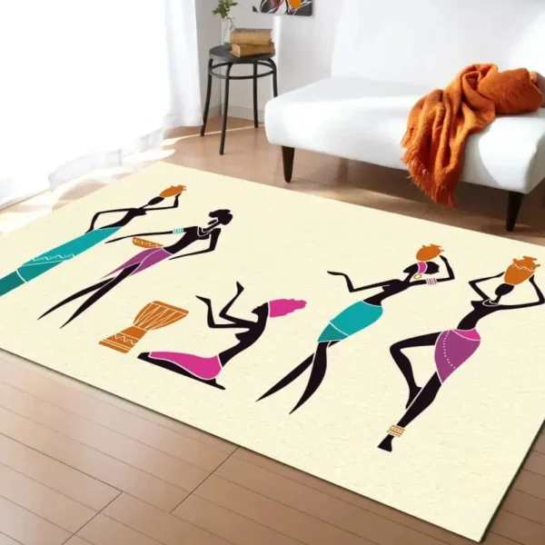 Tapis salon coloré avec designs africains uniques