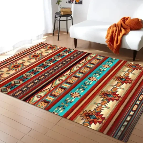 Tapis ethnique vibrant pour décoration intérieure