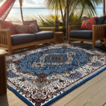 Accessoire déco africain : tapis bleu moderne