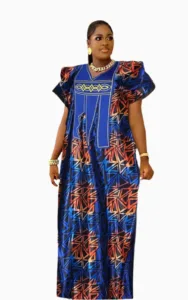Boubou femme avec motifs africains vibrants