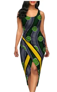 Tenue femme en tissu africain coloré et stylé