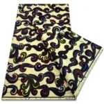 Tissu Africain Beige et Bleu en motif Wax