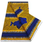 Tissu Africain Bleu et Jaune en motif Wax vibrant