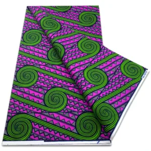 Tissu Wax Africain Violet et Vert en motifs colorés