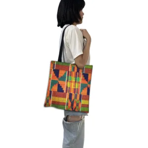 Tote Bag Kente coloré en tissu wax authentique