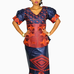 Tunique Africaine Boubou Femme en tissu coloré