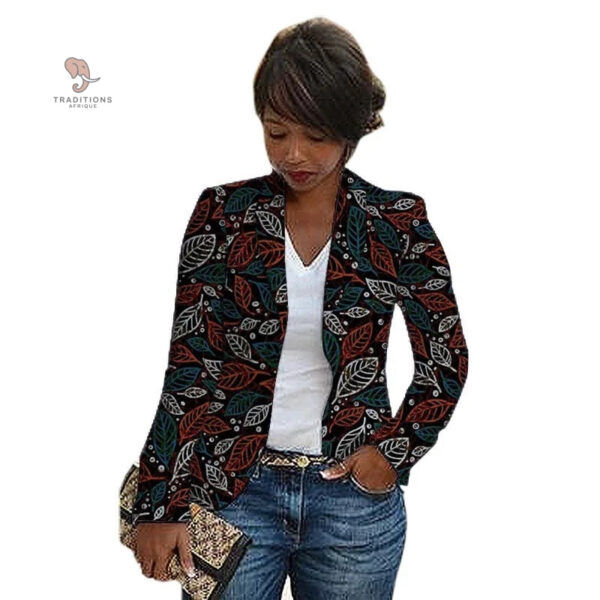 Veste courte orange et verte inspirée de l'Afrique pour femme