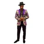 Veste africaine homme chic violette élégante et stylée
