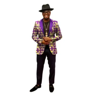 Veste africaine homme chic violette élégante et stylée
